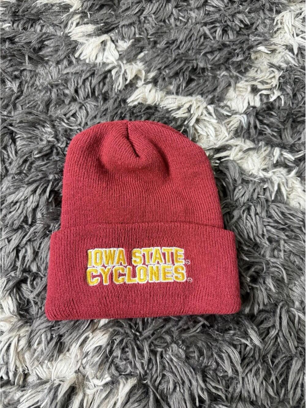 Vintage Iowa State Cyclones Beanie Hat Twin Enterprise Red Embroidered